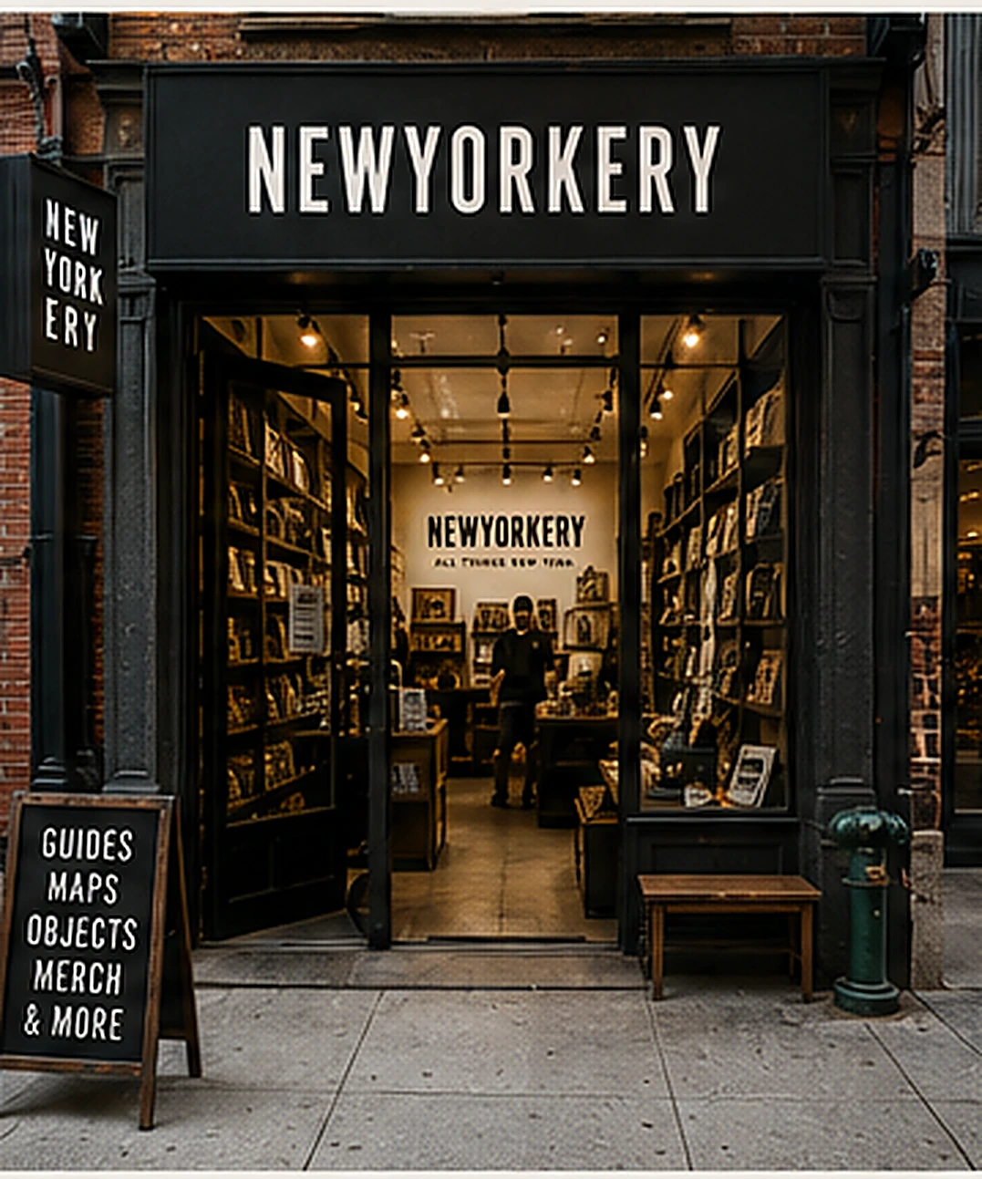 NEWYORKERY shopfront doorway looking into shelves of guides